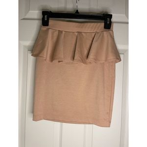 Sm beige mini peplum skirt